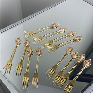 Gorham Gold and Pink Flatware Set of 12